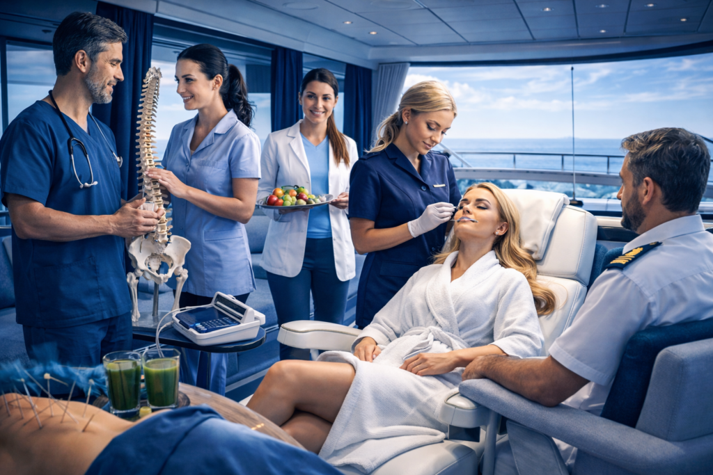servicios de bienestar en yate de lujo